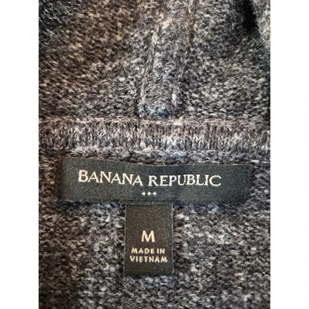 Banana Republic Mens 1/4 Zip Hooded Sweater Charcoal Gray Marl Size M Outdoor